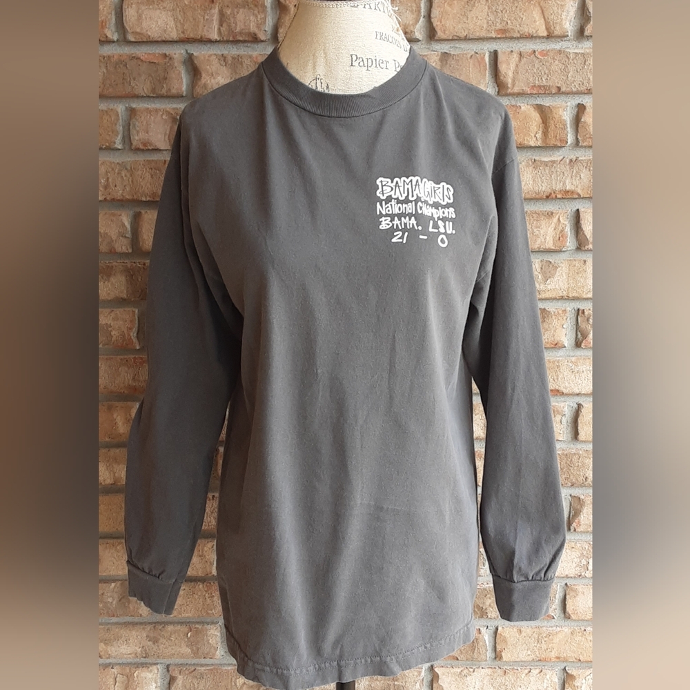 University Of Alabama Charcoal Graphic Long Sleeve Tee with White Chest Print